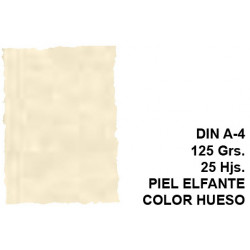 Papel pergamino con bordes troquelados michel en formato din a-4 de 125 grs/m². piel elefante color hueso, paquete de 25 hojas.