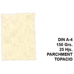 Papel pergamino con bordes troquelados michel en formato din a-4 de 150 grs/m². color parchment topacio, paquete de 25 hojas.