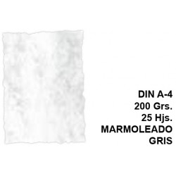 Papel pergamino con bordes troquelados michel en formato din a-4 de 200 grs/m². color marmoleado gris, paquete de 25 hojas.