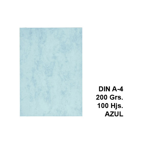 Cartulina marmoleada michel en formato din a-4 de 200 grs/m². color azul, paquete de 100 uds.