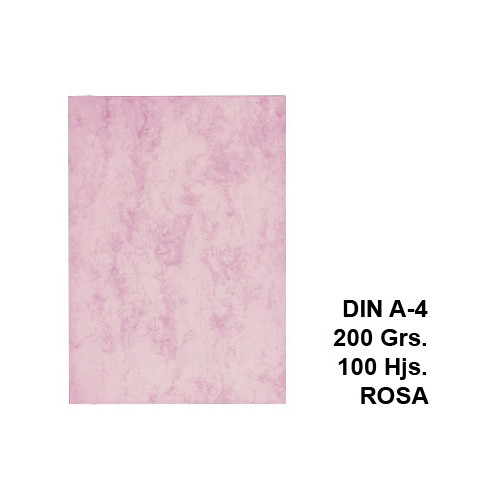 Cartulina marmoleada michel en formato din a-4 de 200 grs/m². color rosa, paquete de 100 uds.