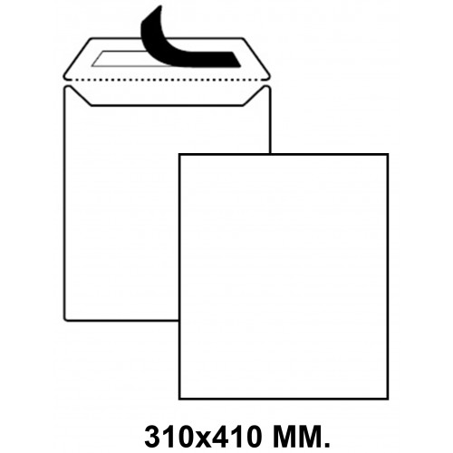 Bolsa con tira de silicona liderpapel en formato 310x410 mm. offset, 100 grs/m². color blanco.