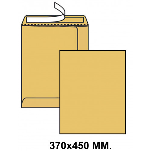 Bolsa con tira de silicona liderpapel en formato 370x450 mm. kraft, 90 grs/m². color marrón.