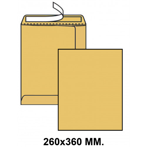Bolsa con tira de silicona up en formato 260x360 mm. kraft verjurado, 90 grs/m². color marrón.