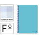 Cuaderno espiral tapa blanda liderpapel serie smart en formato fº, 80 hj. 60 grs/m². 4x4 c/m. color celeste.