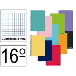 Cuaderno espiral tapa blanda liderpapel serie smart, 16º, 80 hj. 60 grs/m². 4x4 s/m. colores surtidos
