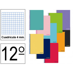 Cuaderno espiral tapa blanda liderpapel serie smart, 12º, 80 hj. 60 grs/m². 4x4 s/m. colores surtidos