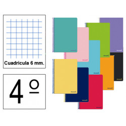 Cuaderno espiral tapa blanda liderpapel serie smart en formato 4º, 80 hj. 60 grs/m². 6x6 c/m. colores surtidos.