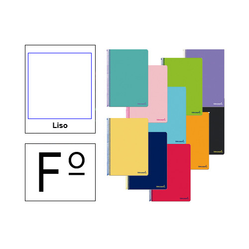 Cuaderno espiral tapa blanda liderpapel serie smart en formato fº, 80 hj. 60 grs/m². liso s/m. colores surtidos.