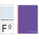 Cuaderno espiral tapa dura liderpapel serie witty en formato fº, 80 hj. 75 grs/m². 4x4 c/m. color violeta.