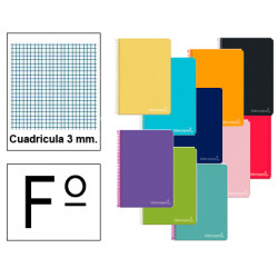 Cuaderno espiral tapa dura liderpapel serie witty, fº, 80 hj. 75 grs/m². 3x3 c/m. colores surtidos