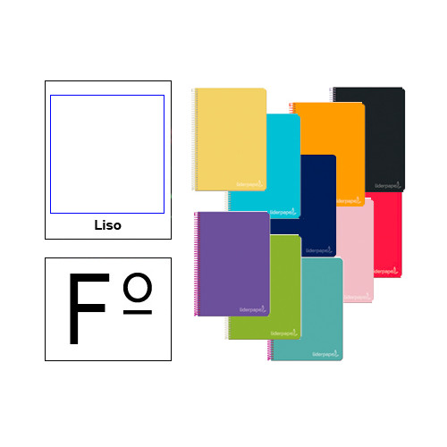 Cuaderno espiral tapa dura liderpapel serie witty, fº, 80 hj. 75 grs/m². liso s/m. colores surtidos