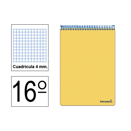 Bloc espiral tapa dura liderpapel serie witty, 16º, 80 hj. 60 grs/m². 4x4 s/m. colores surtidos