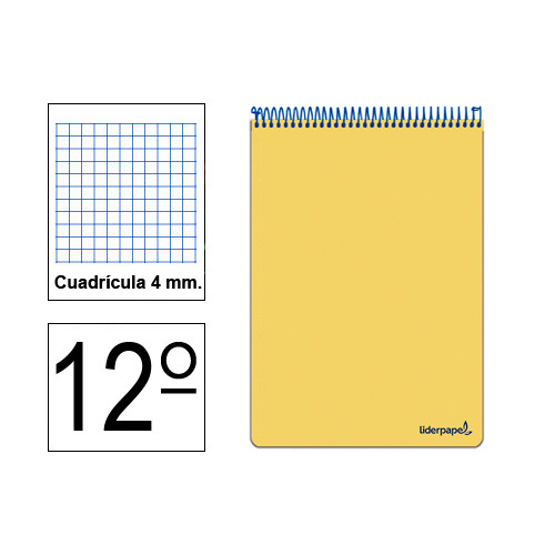 Bloc espiral tapa dura liderpapel serie witty, 12º, 80 hj. 75 grs/m². 4x4 s/m. colores surtidos