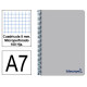 Cuaderno espiral tapa de polipropileno liderpapel serie wonder, din a7, 100 hj. 90 grs/m². 5x5 s/m. gris