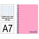 Cuaderno espiral tapa de polipropileno liderpapel serie wonder, din a7, 100 hj. 90 grs/m². 5x5 s/m. rosa