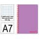 Cuaderno espiral tapa de polipropileno liderpapel serie wonder, din a7, 100 hj. 90 grs/m². 5x5 s/m. violeta
