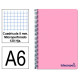 Cuaderno espiral tapa de polipropileno liderpapel serie wonder, din a6, 120 hj. 90 grs/m². 5x5 s/m. rosa