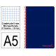 Cuaderno espiral con tapas de polipropileno liderpapel serie wonder, din a5, 120 hj. 90 grs/m². 5x5 s/m. azul marino
