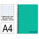 Cuaderno espiral tapa de polipropileno liderpapel serie wonder en formato din a-4, 120 hj. 90 grs/m². 5x5 c/m. color verde.