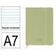 Cuaderno encolado tapa símil piel flexible liderpapel en formato din a-7, 120 hj. 70 grs/m². rayado horizontal s/m. color verde.