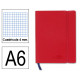 Cuaderno encolado tapa símil piel flexible liderpapel en formato din a-6, 120 hj. 70 grs/m². 4x4 s/m. color rojo.