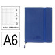Cuaderno encolado tapa símil piel flexible liderpapel en formato din a-6, 120 hj. 70 grs/m². índice alfabético s/m. color azul.