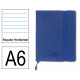 Cuaderno encolado tapa símil piel flexible liderpapel en formato din a-6, 120 hj. 70 grs/m². rayado horizontal s/m. color azul.