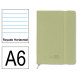Cuaderno encolado tapa símil piel flexible liderpapel en formato din a-6, 120 hj. 70 grs/m². rayado horizontal s/m. color verde.