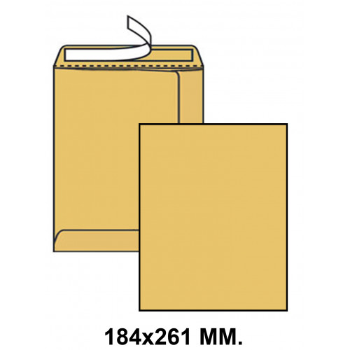 Bolsa con tira de silicona up en formato 184x261 mm. kraft verjurado, 90 grs/m². color marrón.