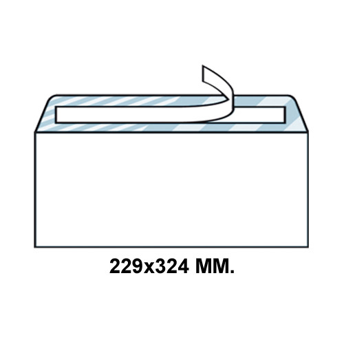 Sobre con tira de silicona up en formato 229x324 mm. offset, 90 grs/m². color blanco.