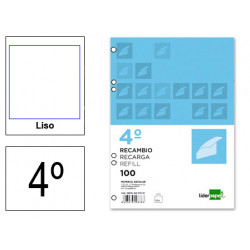 Recambio de anillas con 6 taladros liderpapel, din a5, 100 hj. 75 grs/m². liso s/m.