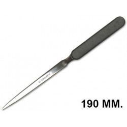 Abrecartas metálico q-connect en formato 190 mm. mango de plástico en color negro.