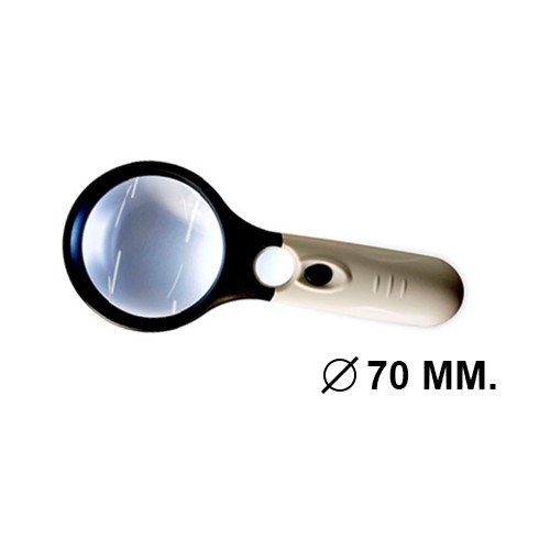 Lupa de lectura eléctrica q-connect, lente de pmma con 3 leds, 3 aumentos, Ø 70 mm.