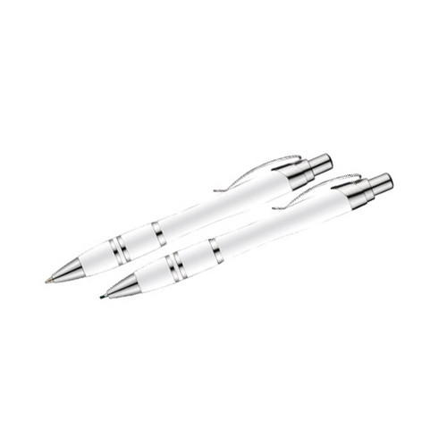 Juego de Bolígrafo retráctil y portaminas belius colección kassel, lacado en color blanco, presentación en estuche.