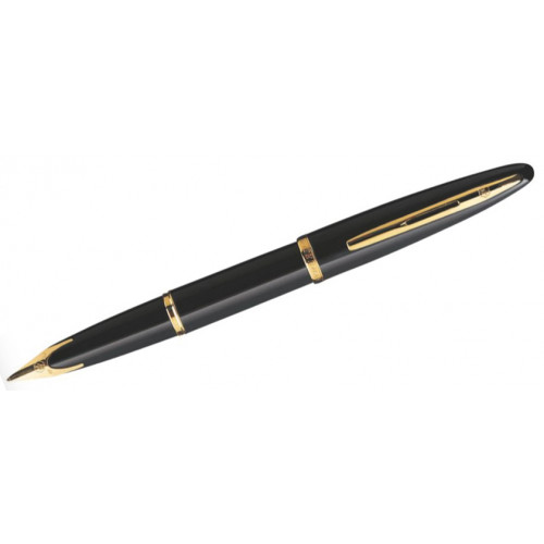 Pluma estilográfica waterman colección carene, lacada en color negro, presentación en estuche.