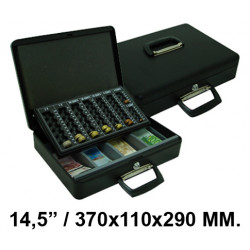 Caja de caudales q-connect en formato 14,5" / 370x110x290 mm. color negro.