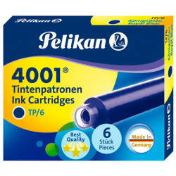 Recambio pluma estilográfica pelikan 4001, color azul real, caja de 6 uds.