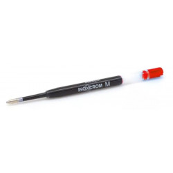 Recambio de bolígrafo inoxcrom con punta media en color rojo.