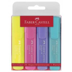 Marcador fluorescente faber-castell textliner 46 pastel en colores surtidos, estuche de 4 uds.