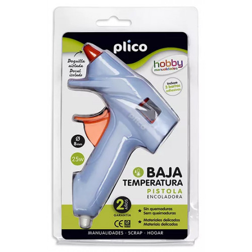 Pistola de cola termofusible plico mini 25w baja temperatura