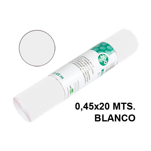 Rollo adhesivo liderpapel acabado brillo de 0,45 x 20 mts. en color blanco.