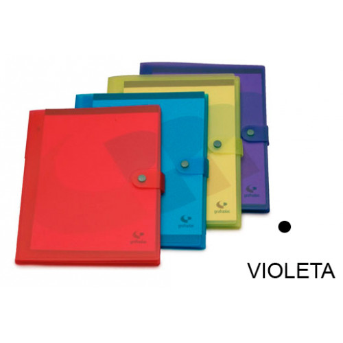 Carpeta congreso en polipropileno traslúcido grafoplas din a4, bloc de 40 hj. cierre con trabilla y broche, violeta