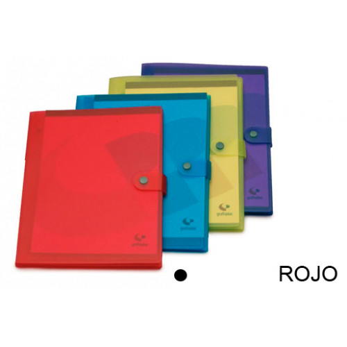 Carpeta congreso en polipropileno traslúcido grafoplas din a4, bloc de 40 hj. cierre con trabilla y broche, rojo