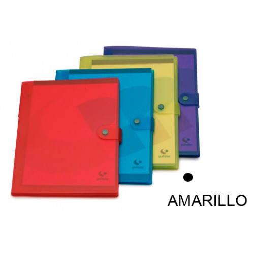 Carpeta congreso en polipropileno traslúcido grafoplas din a4, bloc de 40 hj. cierre con trabilla y broche, amarillo