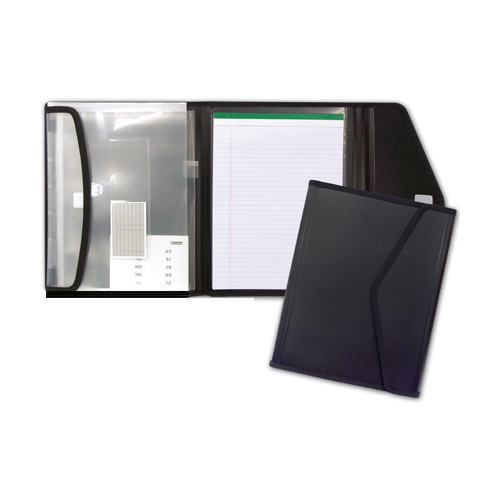 Carpeta portafolios en polipropileno liderpapel en formato din a-4, bloc de notas, cierre con velcro, color negro.