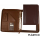 Carpeta portafolios en plástico csp en formato din a-4, bloc de notas, calculadora, cierre con cremallera, color marrón.