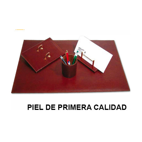 Juego de escribanía y accesorios para sobremesa csp en piel de primera calidad, color marrón.
