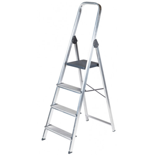 Escalera de aluminio q-connect, 4 peldaños, 43x149x72 cm.