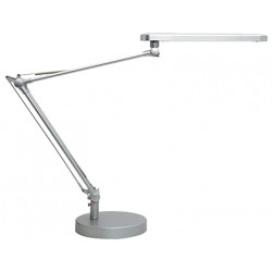 Lámpara de escritorio unilux mambo, doble brazo articulado, led 5,6 w. gris